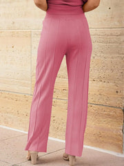 Two-Piece Lounge Set with Sleeveless Top and Pleated Trousers